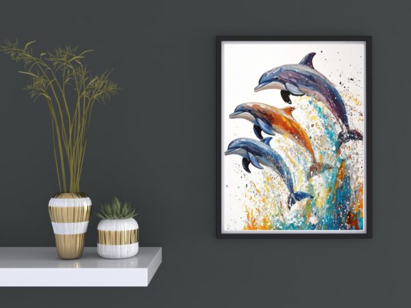 Colorful Dolphin Wall Art - Image 2