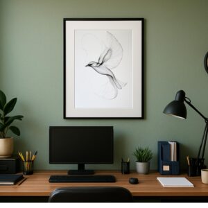 Minimalist Bird in Flight Art