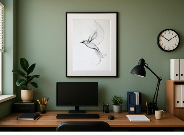 Minimalist Bird in Flight Art