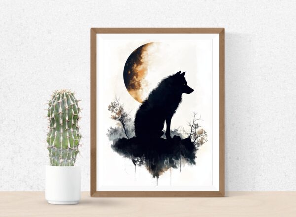 Wolf and Moon Wall Art - Image 2