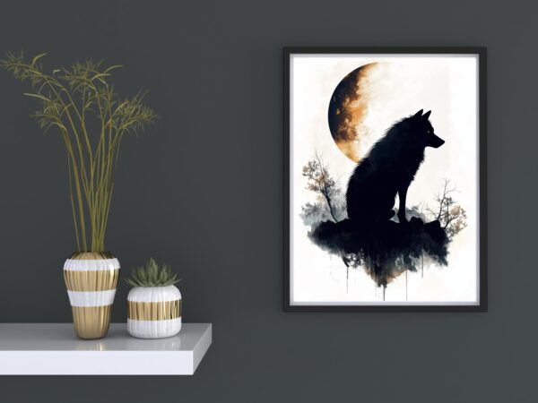Wolf and Moon Wall Art - Image 3