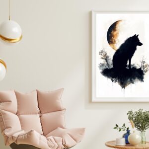 Wolf and Moon Wall Art