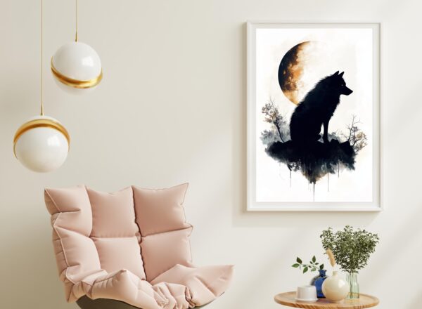 Wolf and Moon Wall Art
